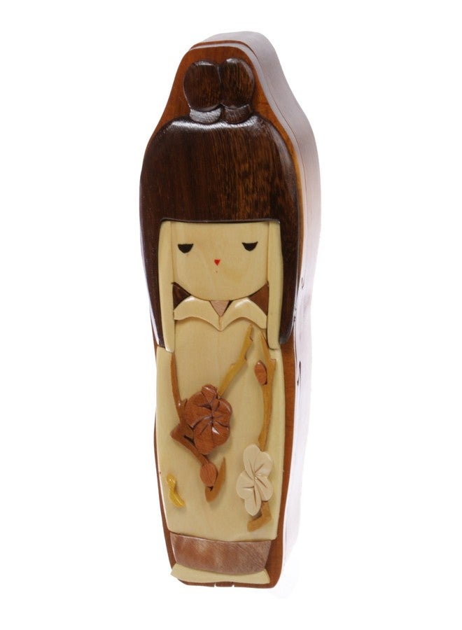 Beltiscool Handcrafted Wooden Japanese Doll Secret Jewelry Puzzle Box - Doll - Image 1